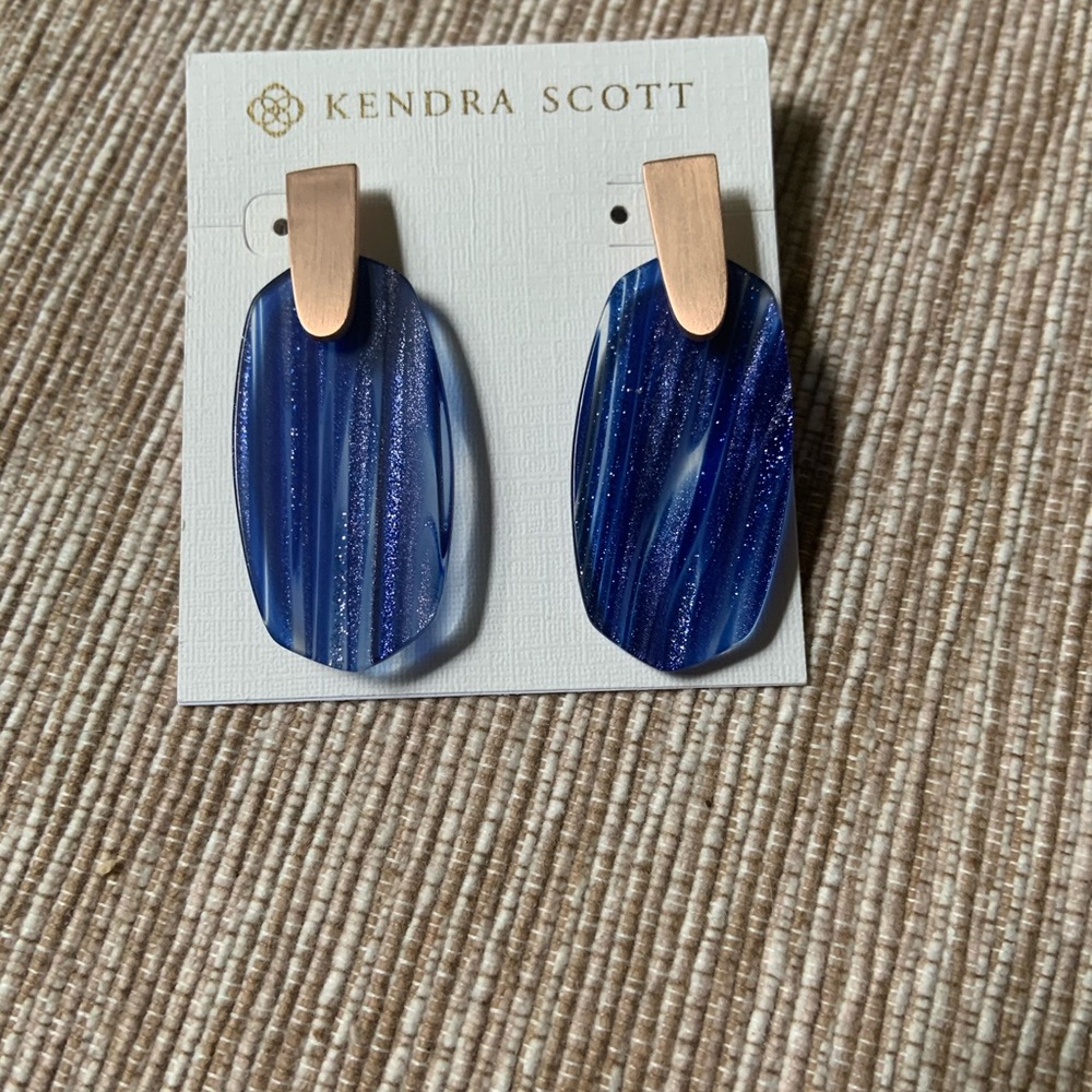 Kendra Scott White, Blue and Gold Earrings